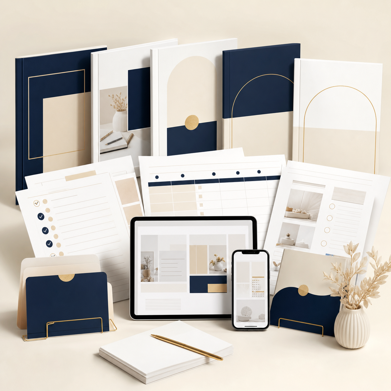Digital blueprint and template bundle mockup